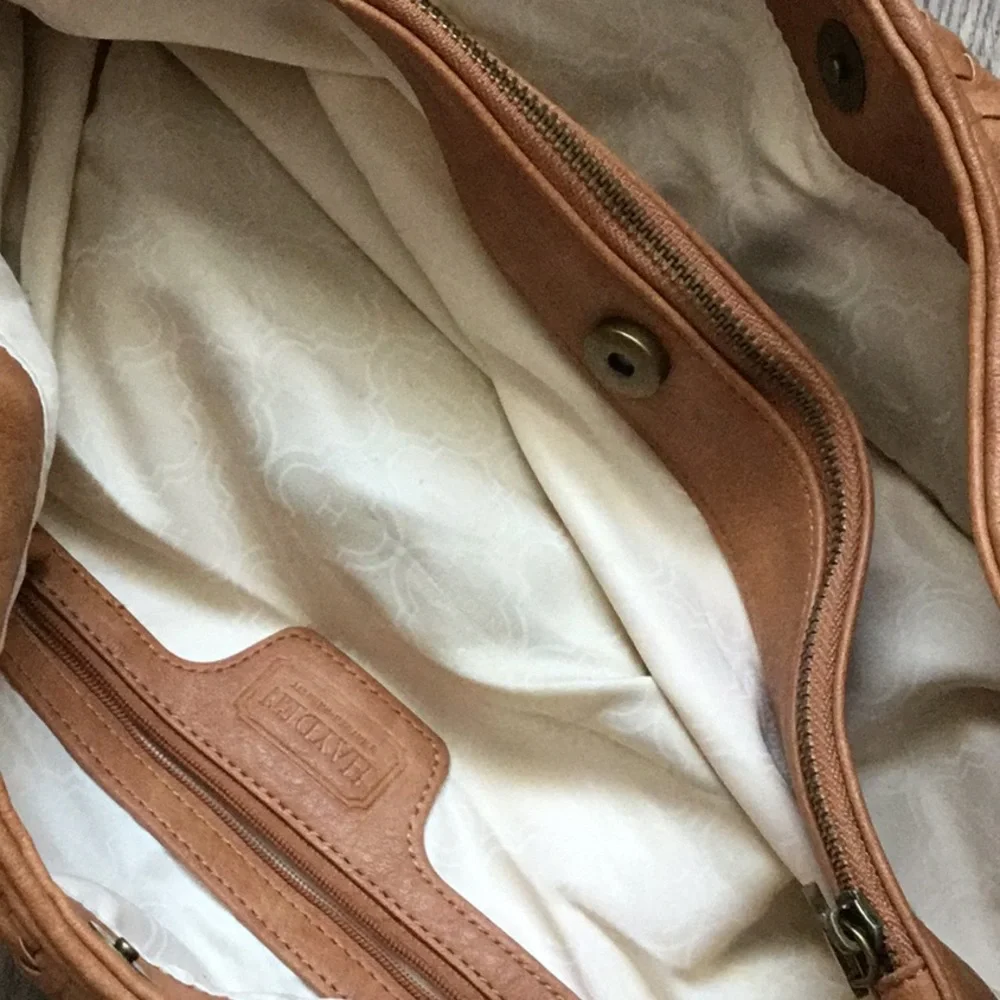 Hayden Tan Brown Leather Hobo Bag with Cream Lining